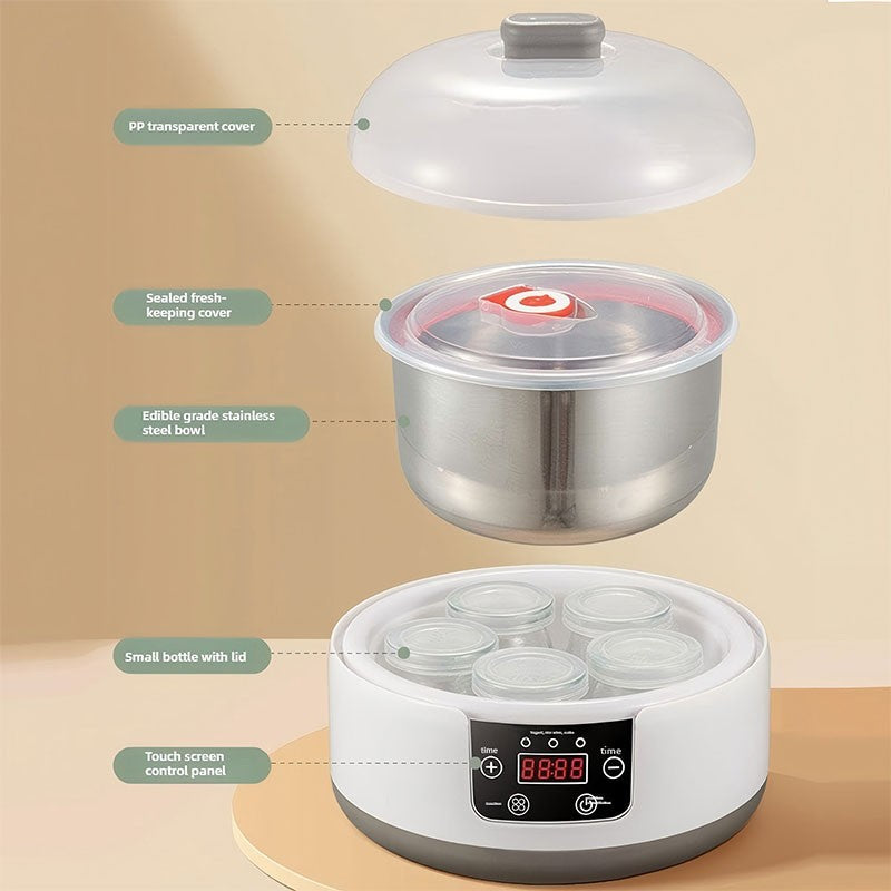 Automatic Yogurt Maker Constant Temperature Household Natto Maker Low Noise Multi-Function Yogurt Machine for Home Kitchen 1.2L