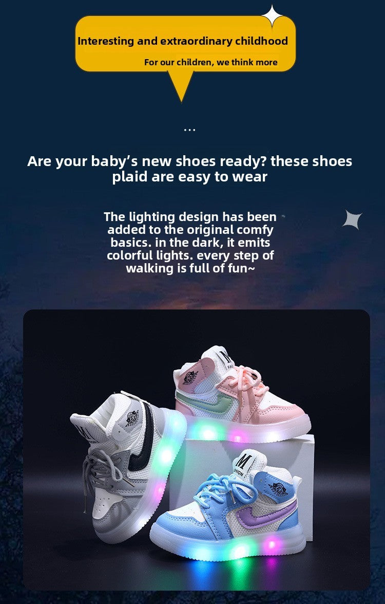 Children Shoe Spring and Autumn Boys Girls Lighted Sneakers Glowing Shoe Soft Soled Breathable Casual Infant Toddler Shoes