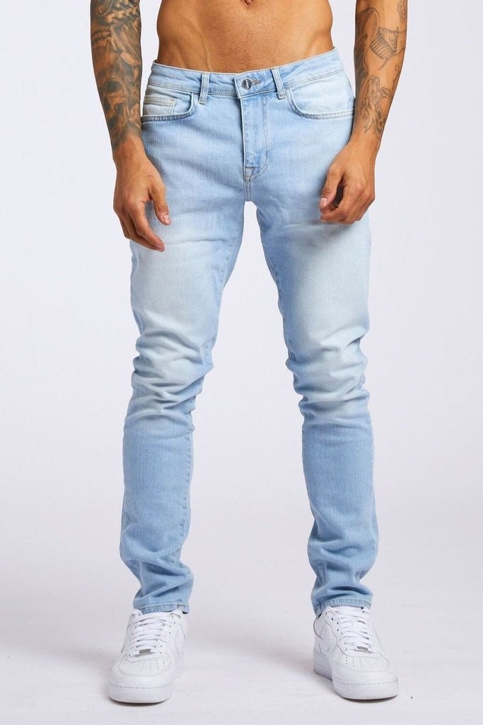 Mens Jeans Elastic Skinny Solid Color Stretch Pencil Pants Slim Fit Denim Jeans Jogging Streetwear Cowboy Casual Trousers Blck