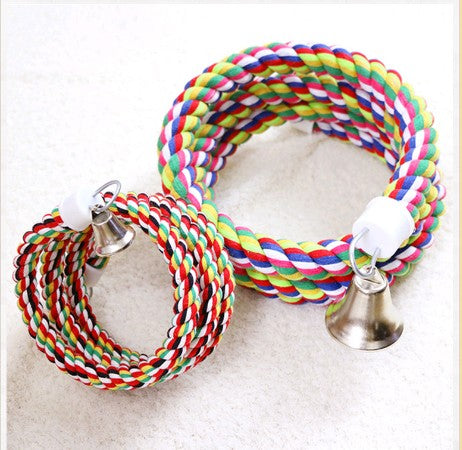 New 160cm Long Parrot Bird Toys Pet Bird Parrot Standing Rope Bird Cage Decoration Climbing Toy Parrot Bird Cage Toys Rope Bell