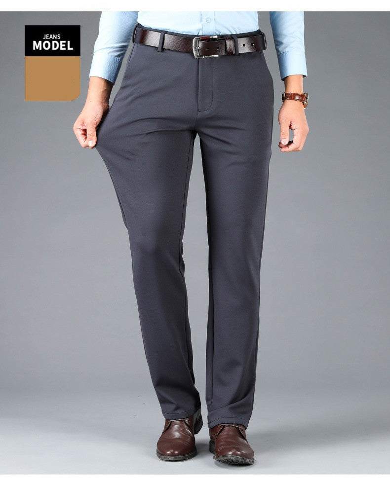 Spring Autumn Men's Smart Casual Pants Black Navy Blue Suit Pants Office Male Trousers Big Size Elegant Sports Straight Pants