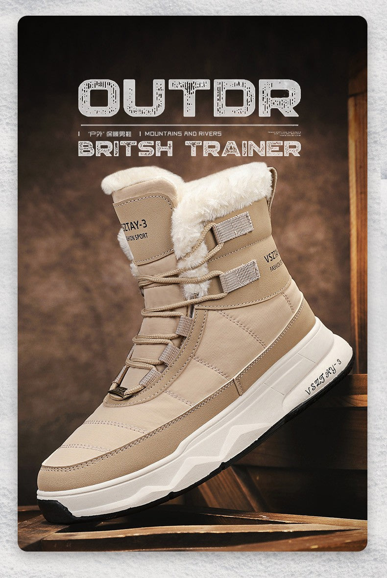Men's Winter Plus Velvet Warm High-top Down Bread Shoes Waterproof and Non-slip Cotton Shoes Men's Big Boots==bottes Pour Hommes
