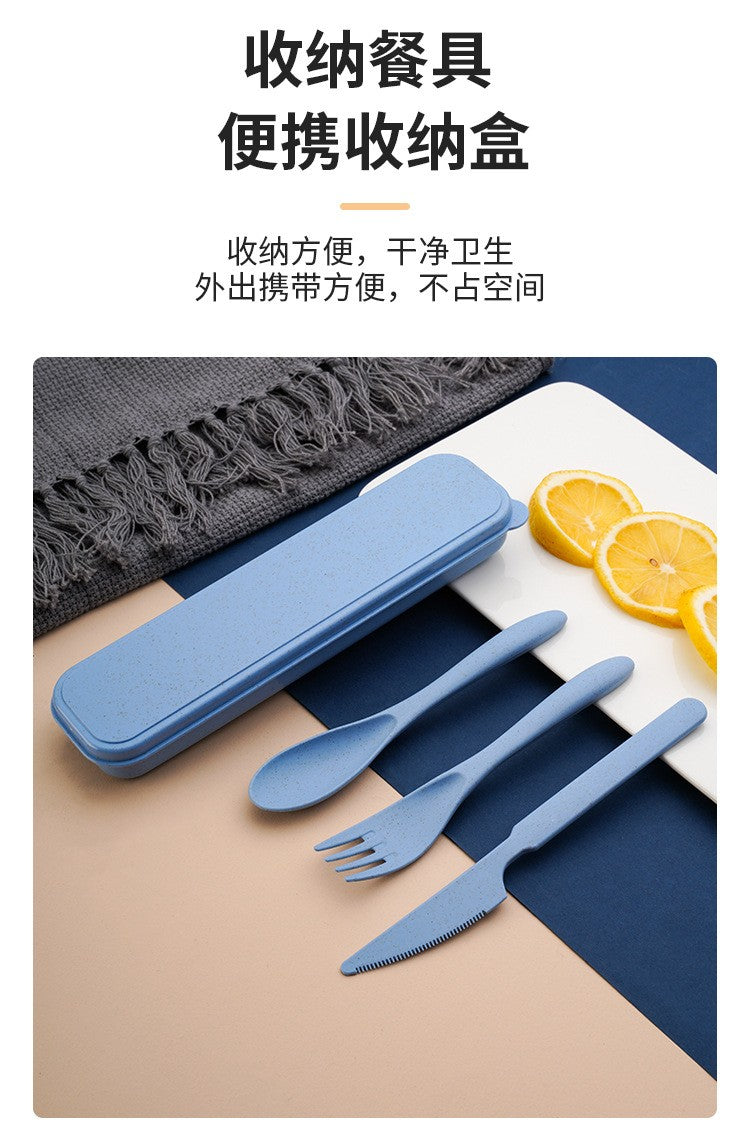 Creative portable cutlery box knife, fork and spoon set plastic student canteen travel portable three-piece set