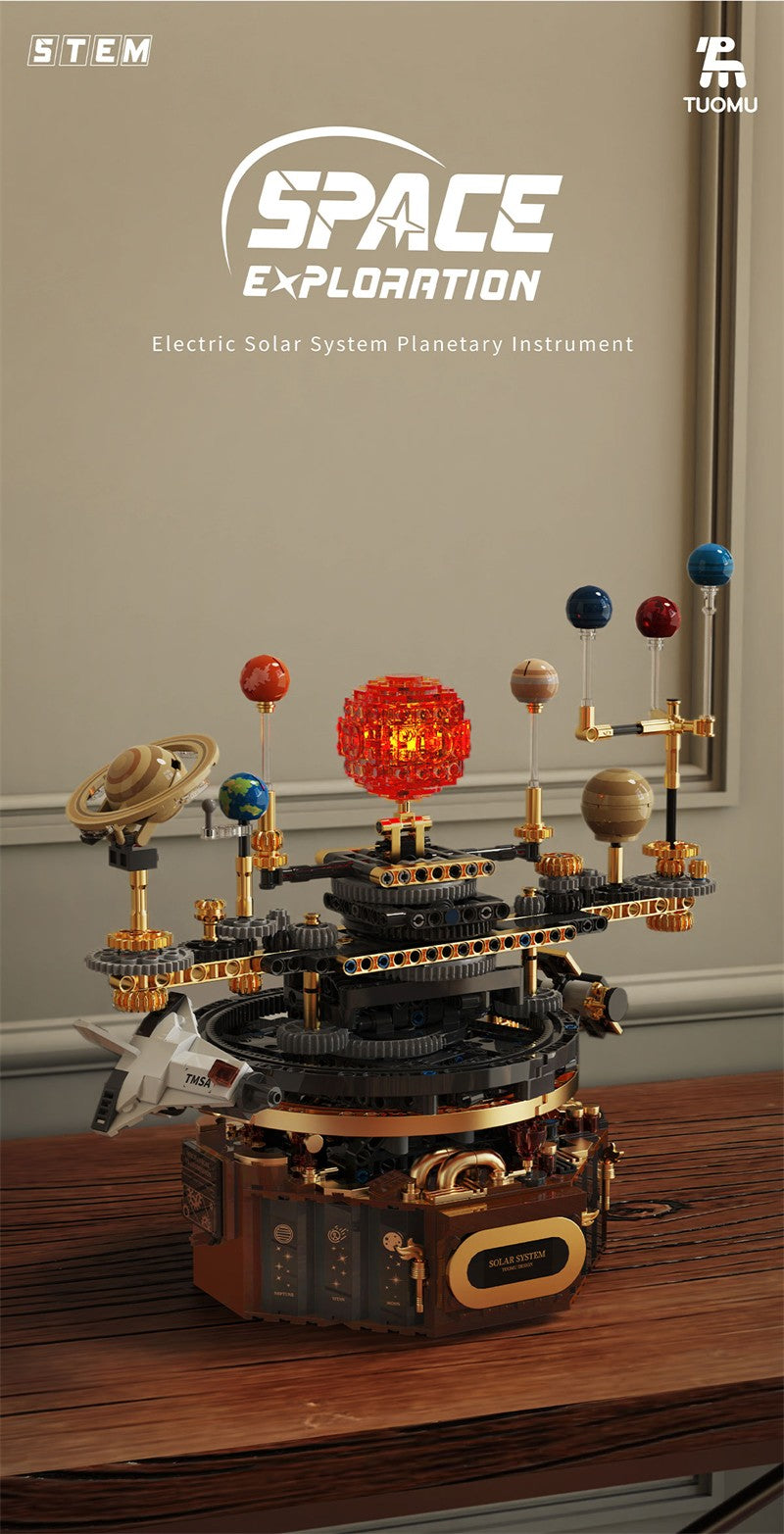 Electric solar system Model building blocks Space Exploration Learning equipment Assembling toy rotatable gift for child student