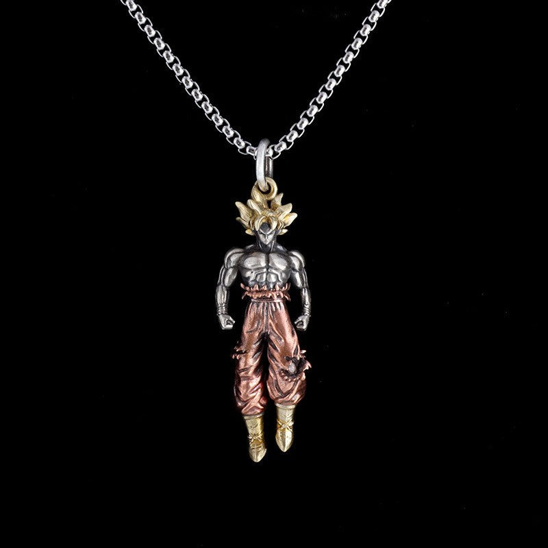 New Anime Cartoon Dragon Ball Z Super Saiyan Son Goku Alloy Electroplate Personality Hip Hop