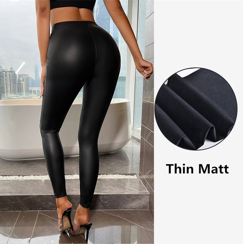 High Waiste Pu Leather Pants Women Autumn 2023 Fashion Versatile Casual Solid Slim Hip Lifting Pencil Trousers Female Streetwear