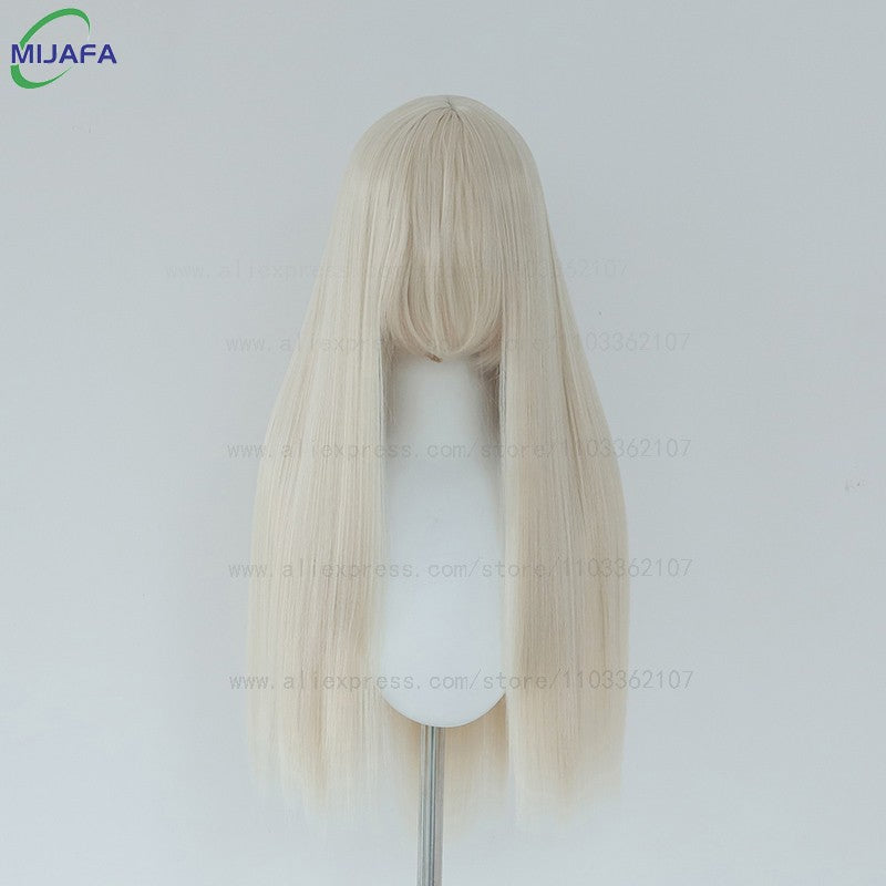 Very High Quality 400g 48 Colors 24Inch 60cm Long Straight Cosplay Wig With Bangs Heat Resistant Hair Anime Wigs + Wig Cap