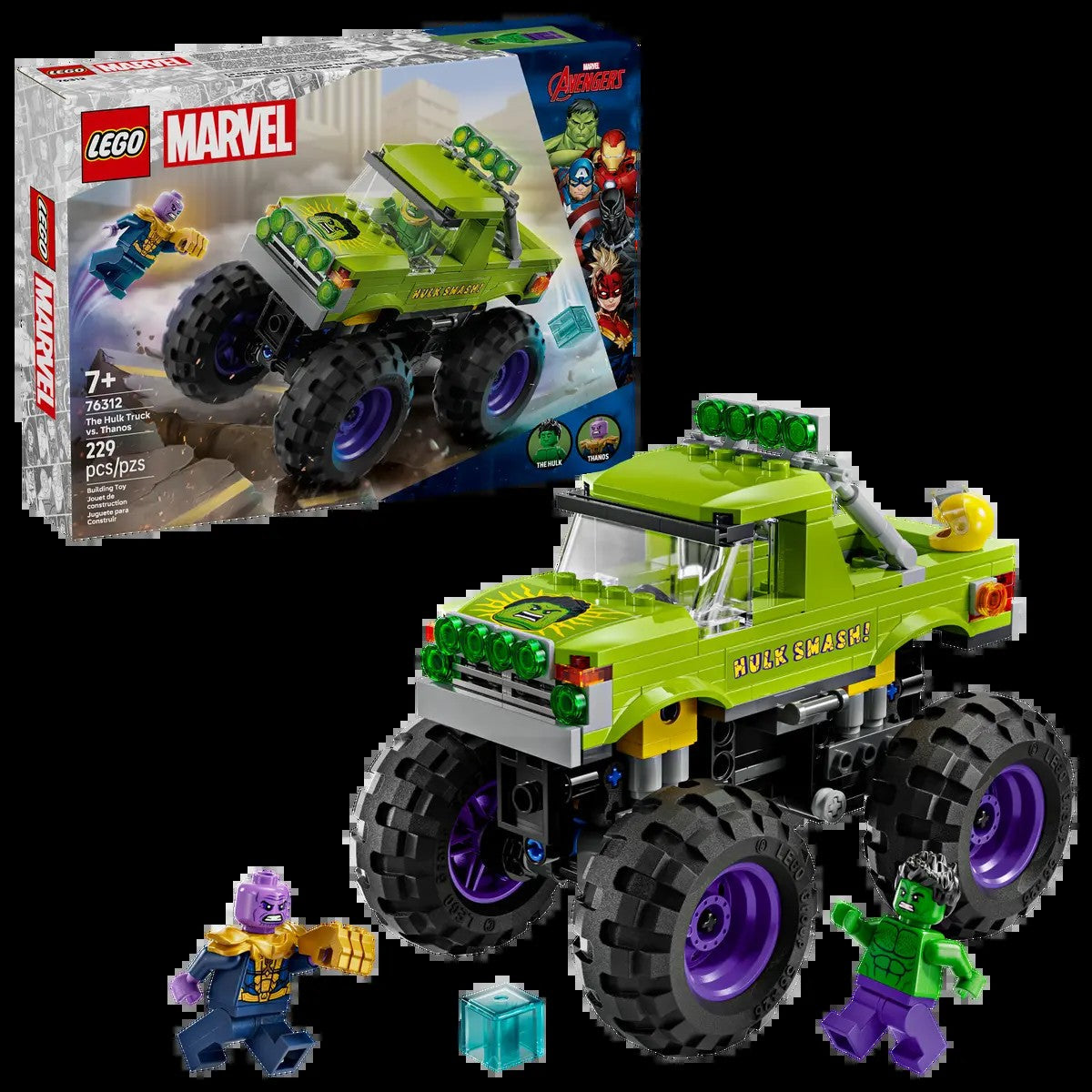 LEGO, Marvel, 76312, Hulk off-road vehicle battle, Thanos, children's building block toy gift