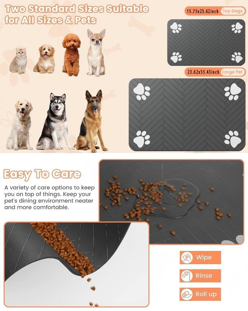 VIKAMA Summer Cartoon Pet Floor Mats Non-Slip Water Absorption Wear-Resistant Leakage Easy To Clean Dog Food Mats Cat Food Mats