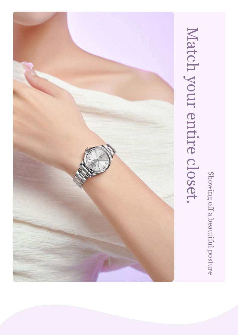 OLEVS 3668 Women Watch Luxury Original Quartz Watch Sword Needle Fashion Roman Automatic Date Calendar Window Women Watch