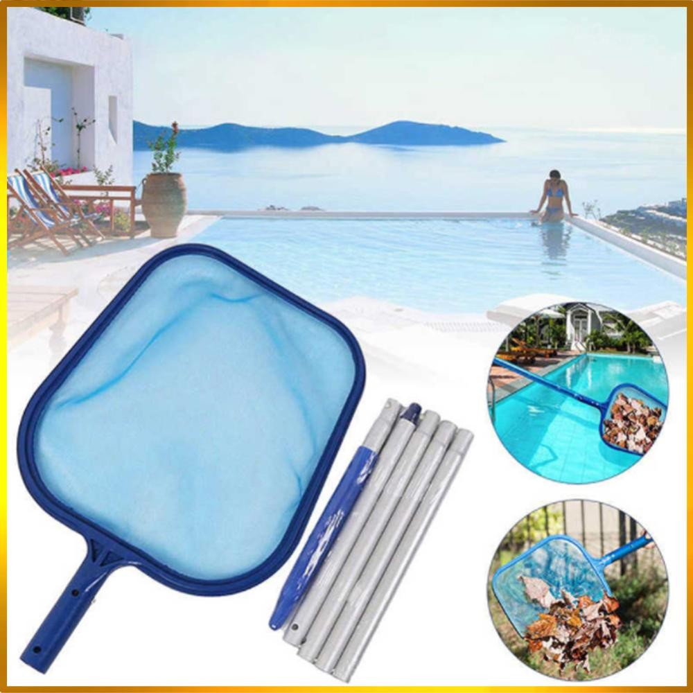 Swimming Pool Skimmer Net with 5 Aluminum Pole Sections Pool Net Skimmer Rak Pool Cleaner Leaf Removal Garden Pond Cleaning Tool