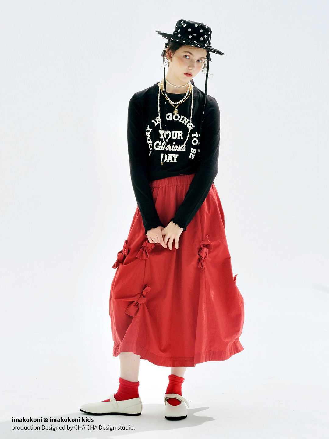 imakokoni 2025 Early Autumn Artistic Washed Braided Bow Half-Dress Casual Retro Women's A-Line Skirt255188