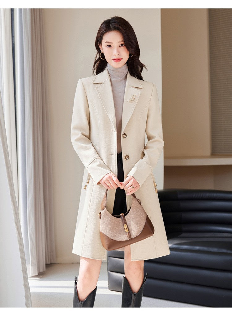 High End Female Coat Long Slim Trench Coat For Women’S England Single Breasted Khaki Women Windbreaker Larger Size Outwear
