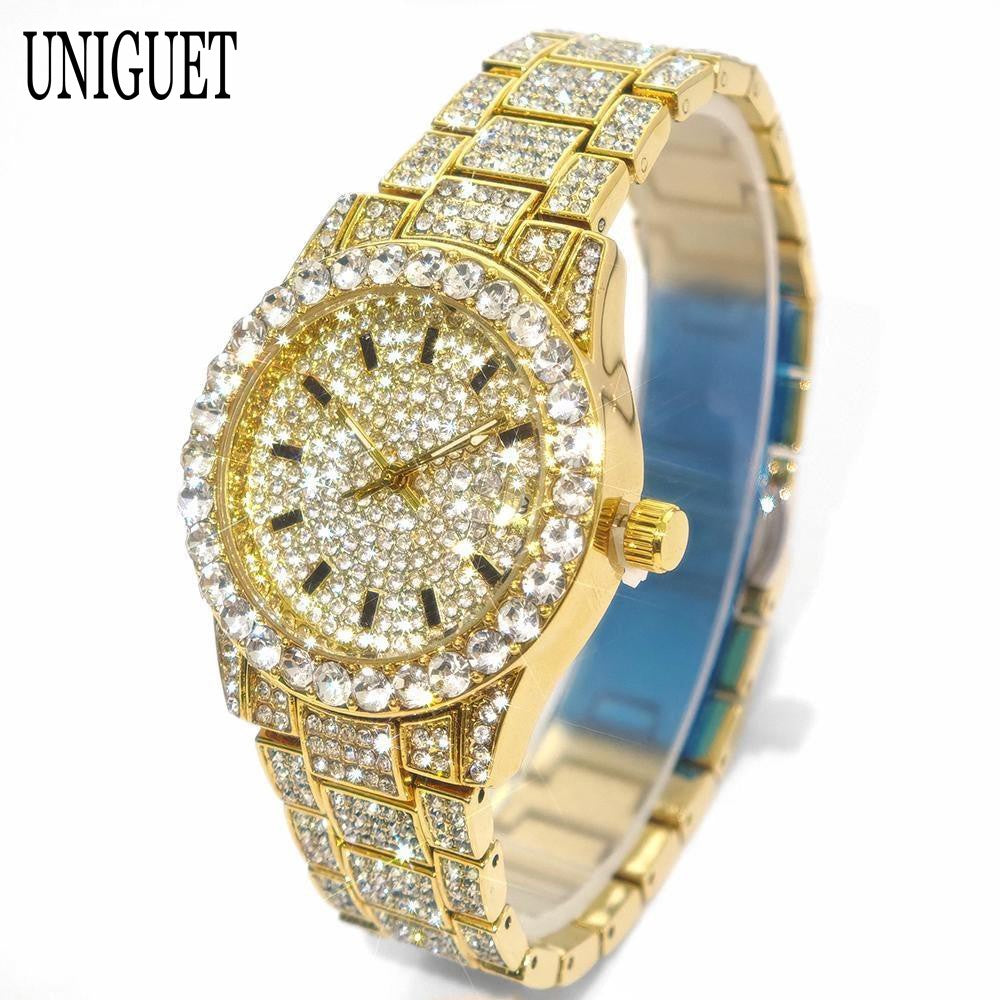 Luxury Jewelry Watch For Womens UNIGUET Fashion Small DialWaterproof Hip Hop Iced Diamond Quartz Wristwatch Small Size For Women