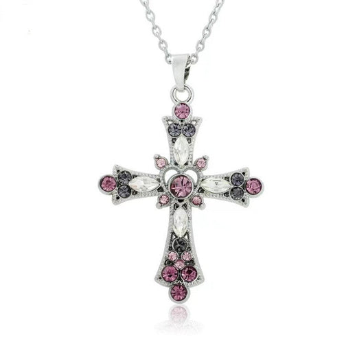 Gothic Big Zircon Cross Necklace Unisex Y2K Irregular Goth Large Cross Pendant Necklaces for Men Women Couple Necklace Jewelry