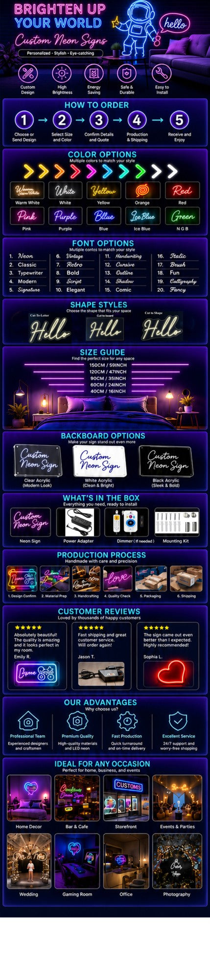 Custom Neon Sign Private Dimmable LED Light for Family Birthday Bar Wedding Party Company Business Logo Neon Sign Night Lights
