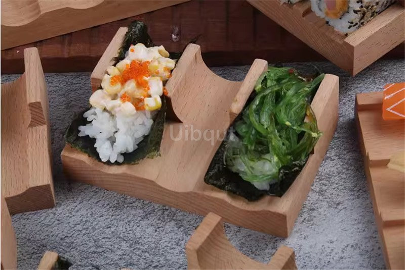 Japanese Sushi Rack shop tool Wooden Taco Snack Food Holder Wood Plate Cuisine Stand Sashimi Sushi Boat Restaurant Hotel Home