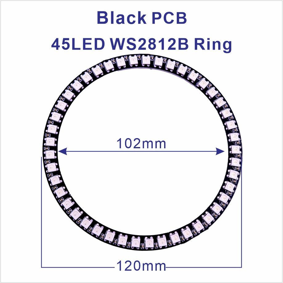 DC5V WS2812B Pixel Ring LED Panel Light Individual 8/16/24/35/45/128 LED Addressable WS2812 IC 5050 RGB LED Ring Module