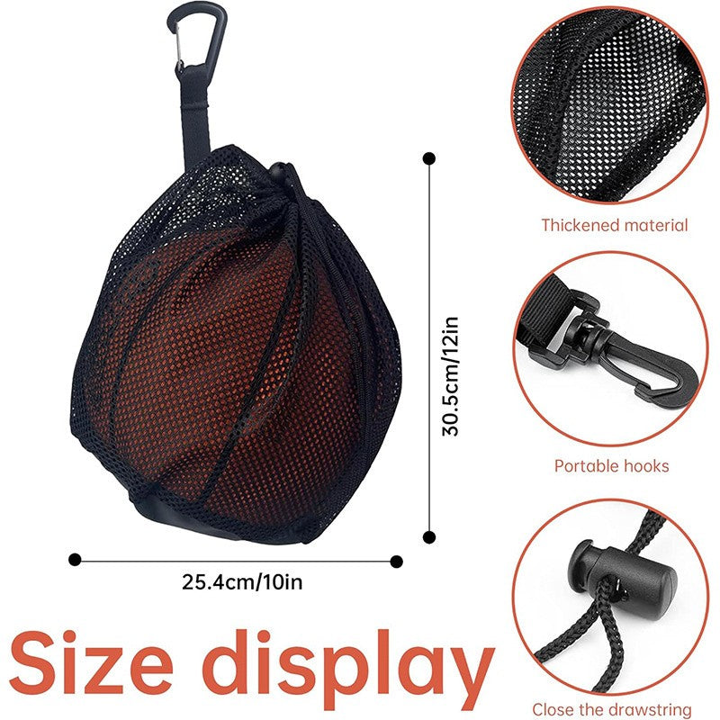 Drawstring Portable Backpack Hanging Small Ball Bags Sports Football Volleyball Basketball Storage Bags Game Toy Mesh Pocket Bag
