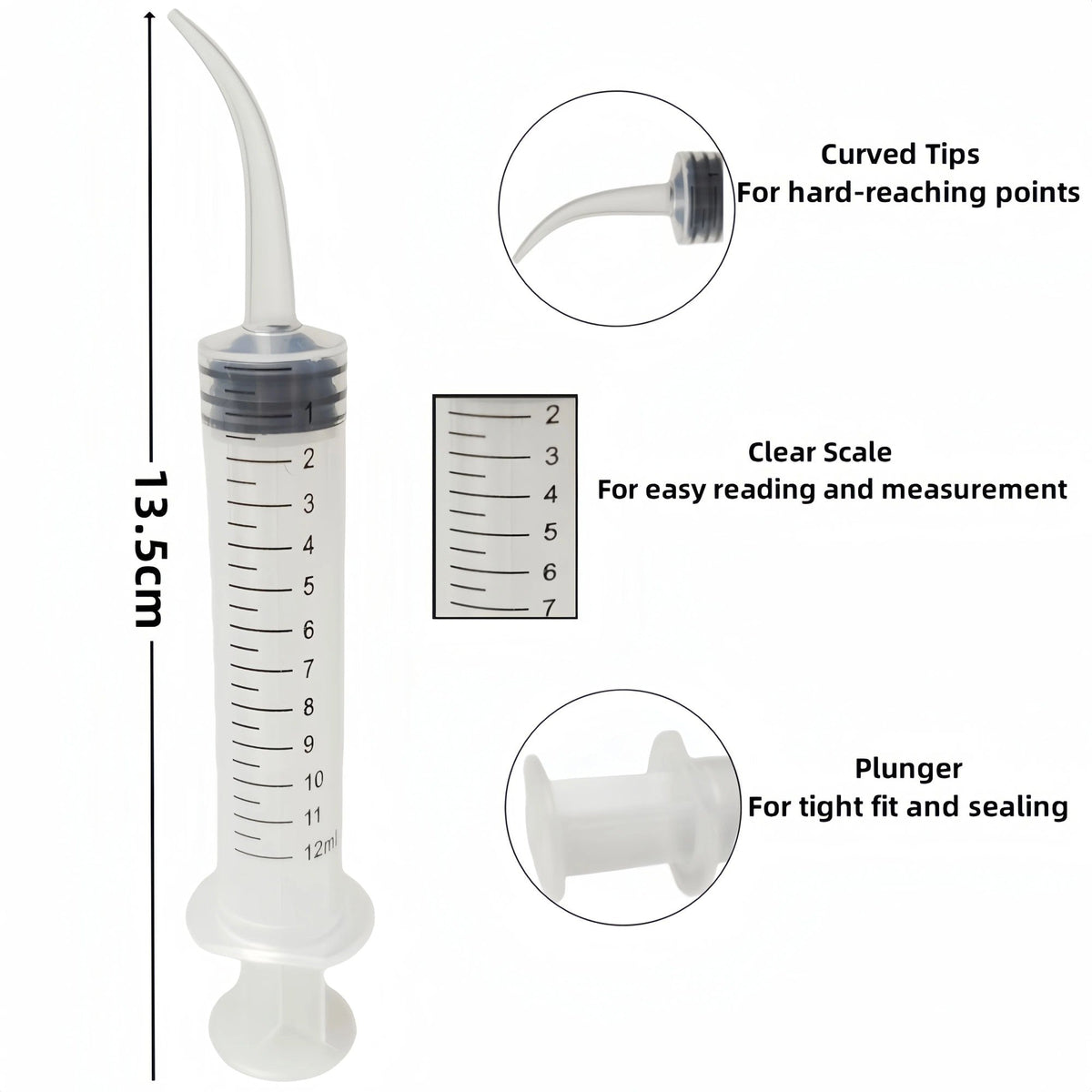 NIGF 5Pcs Disposable Plastic Dental Elbow Irrigation Syringe Teeth Flushing Injection Impression Dental Syringe With Curved Tip