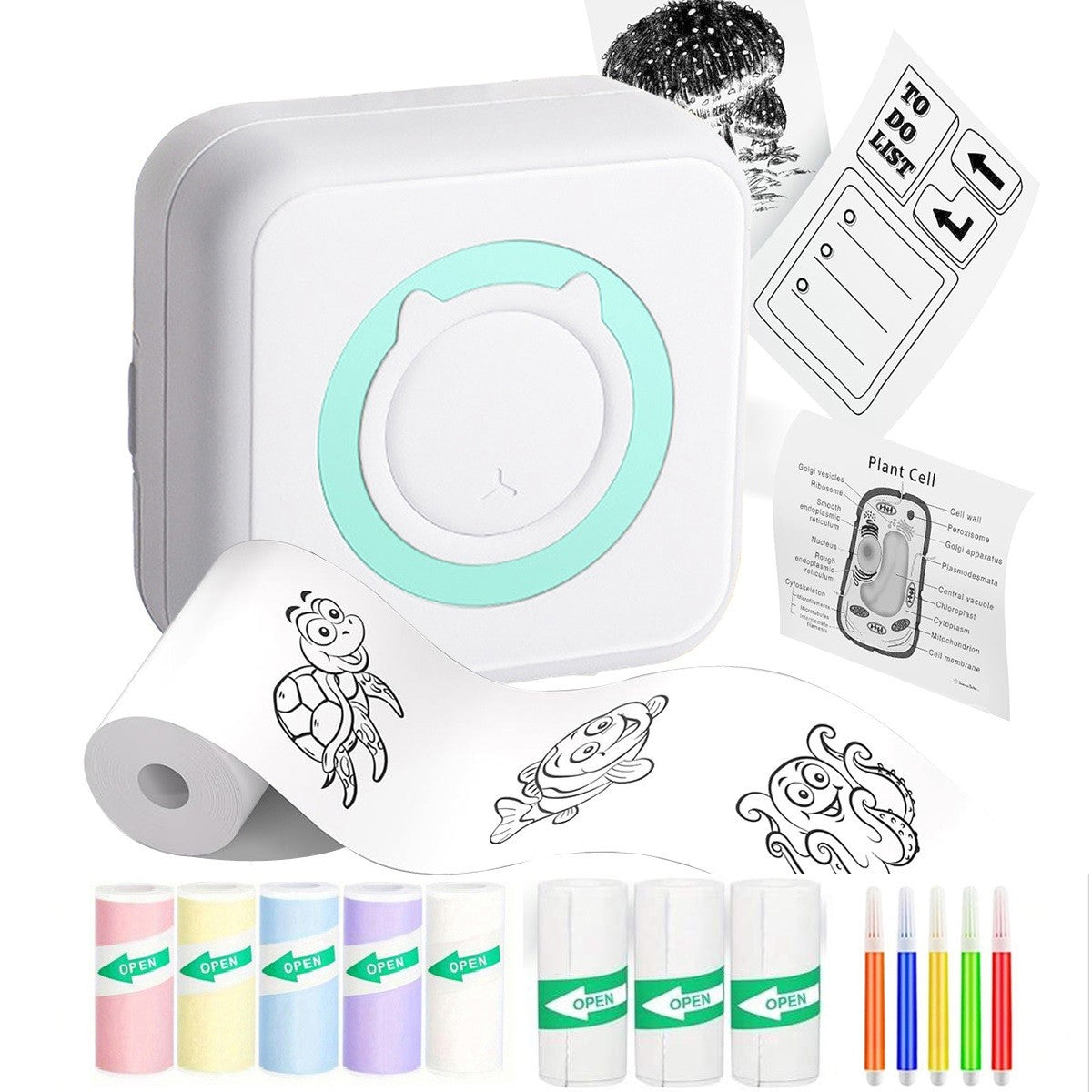 Portable Mini printer,thermal pocket Label printer, for Android or IOS APP, inkless sticker printer, suitable for home, office