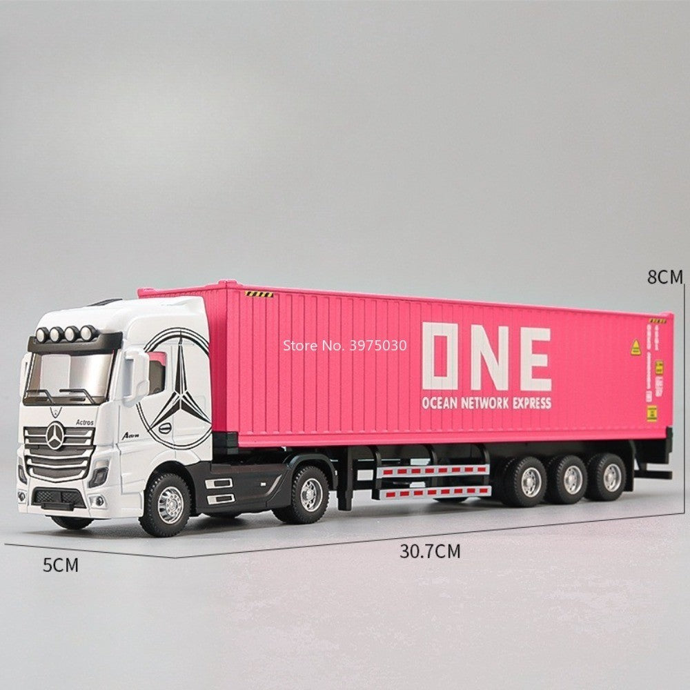 1:50 Alloy Heavy Trucks Toys Models Cars Container Vehicles Light Music Miniature Transport Car Rubber Tires Kids Gifts