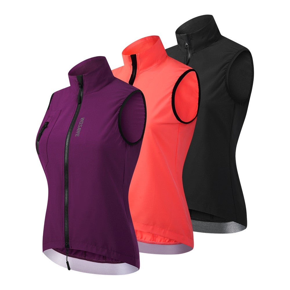 WOSAWE Women's Cycling Jacket Windbreaker Windproof Bike Vest Running Riding MTB Road Bike Tops