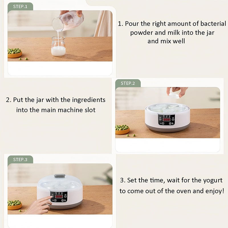 Automatic Yogurt Maker Constant Temperature Household Natto Maker Low Noise Multi-Function Yogurt Machine for Home Kitchen 1.2L