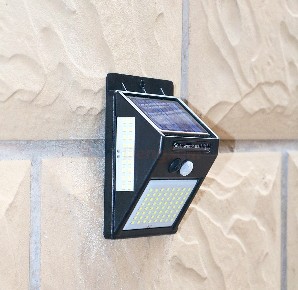 PIR Motion Sensor 100LED Sunlight control 3 sided Solar Energy Street light Yard Path Home Garden Solar Power lamp Wall Light