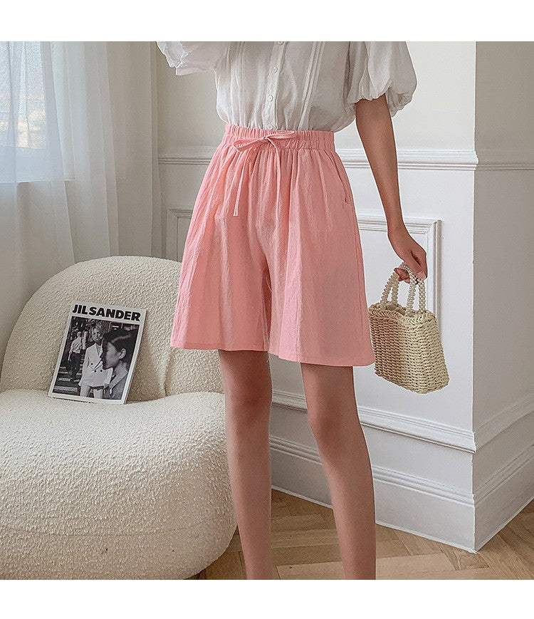 Women shorts Summer Casual Solid Cotton Linen shorts high waist loose shorts for girls Soft Cool female shorts M-3XL