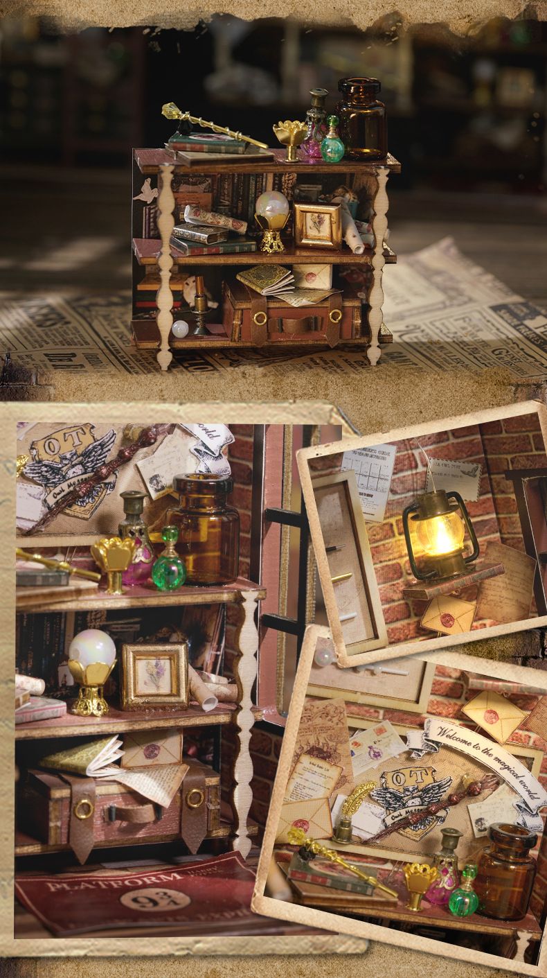 Magic Shop DIY Wooden Dollhouse Miniature Doll House Kit with Furniture Roombox Retro Home Model Toy for Children Gift