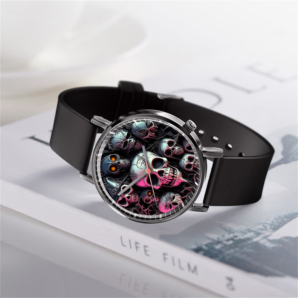 Fashion Pumpkin Design Men's and Women's Quartz Watch Casual Black Silicone Halloween Gift Fashion Women's Wristwatch