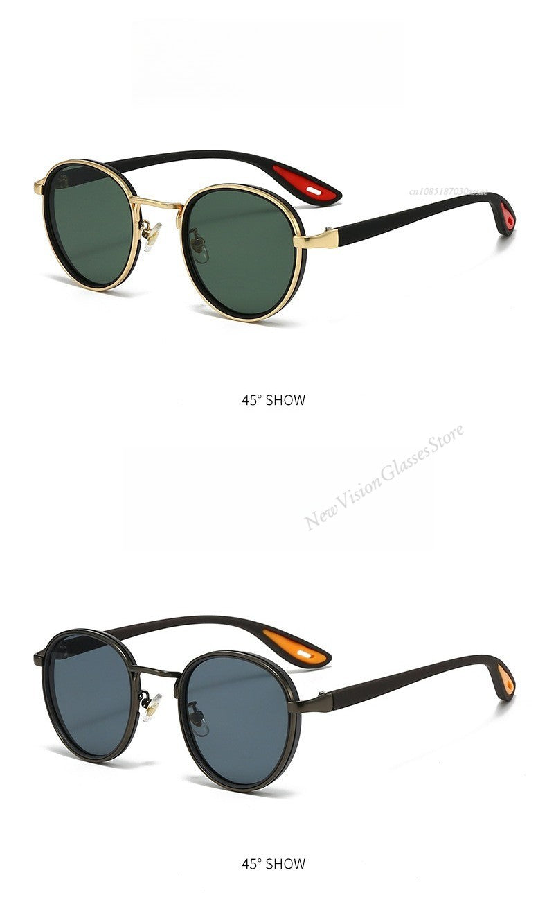 Vintage Designer Outdoor Sunglasses Men Round Fashion Plastic Titanium High Quality Sun Glasses Man UV Protection Glasses Woman