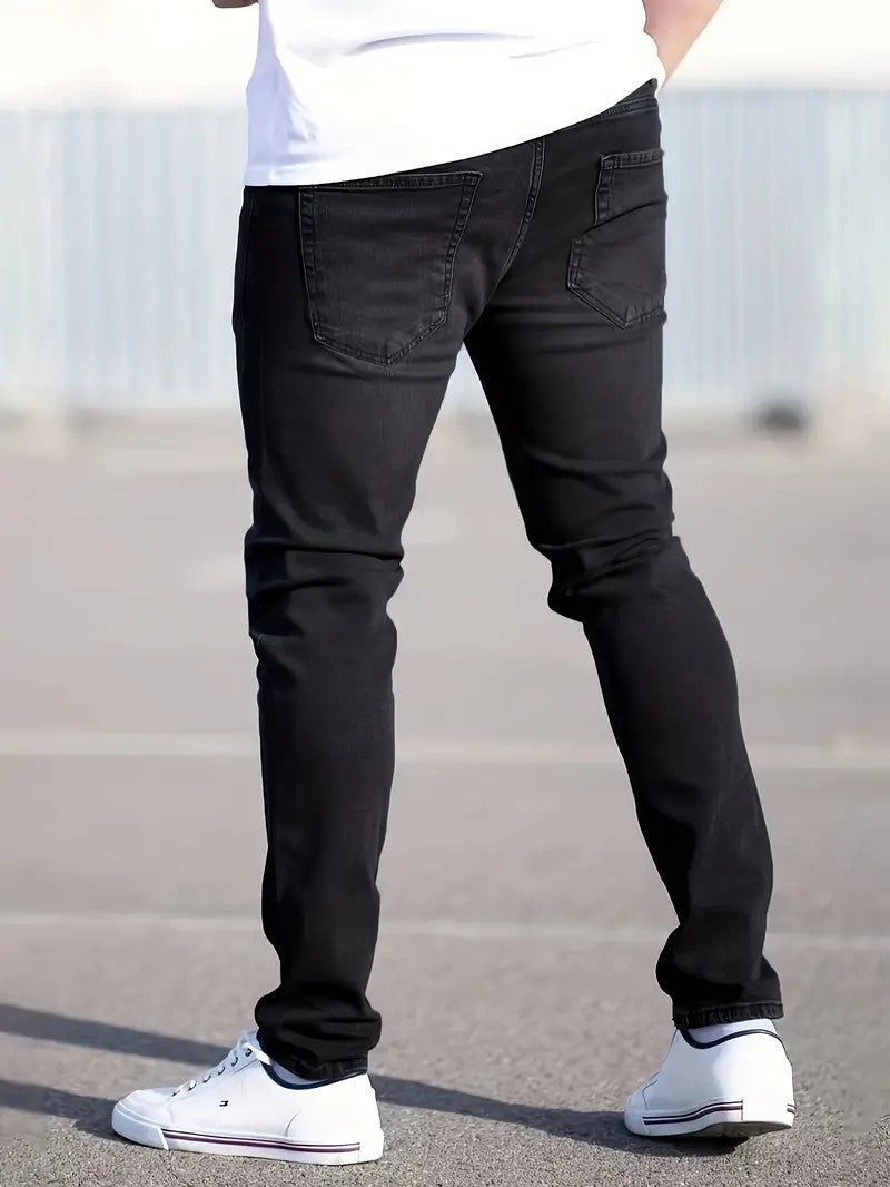 Men's stylish solid-color jeans