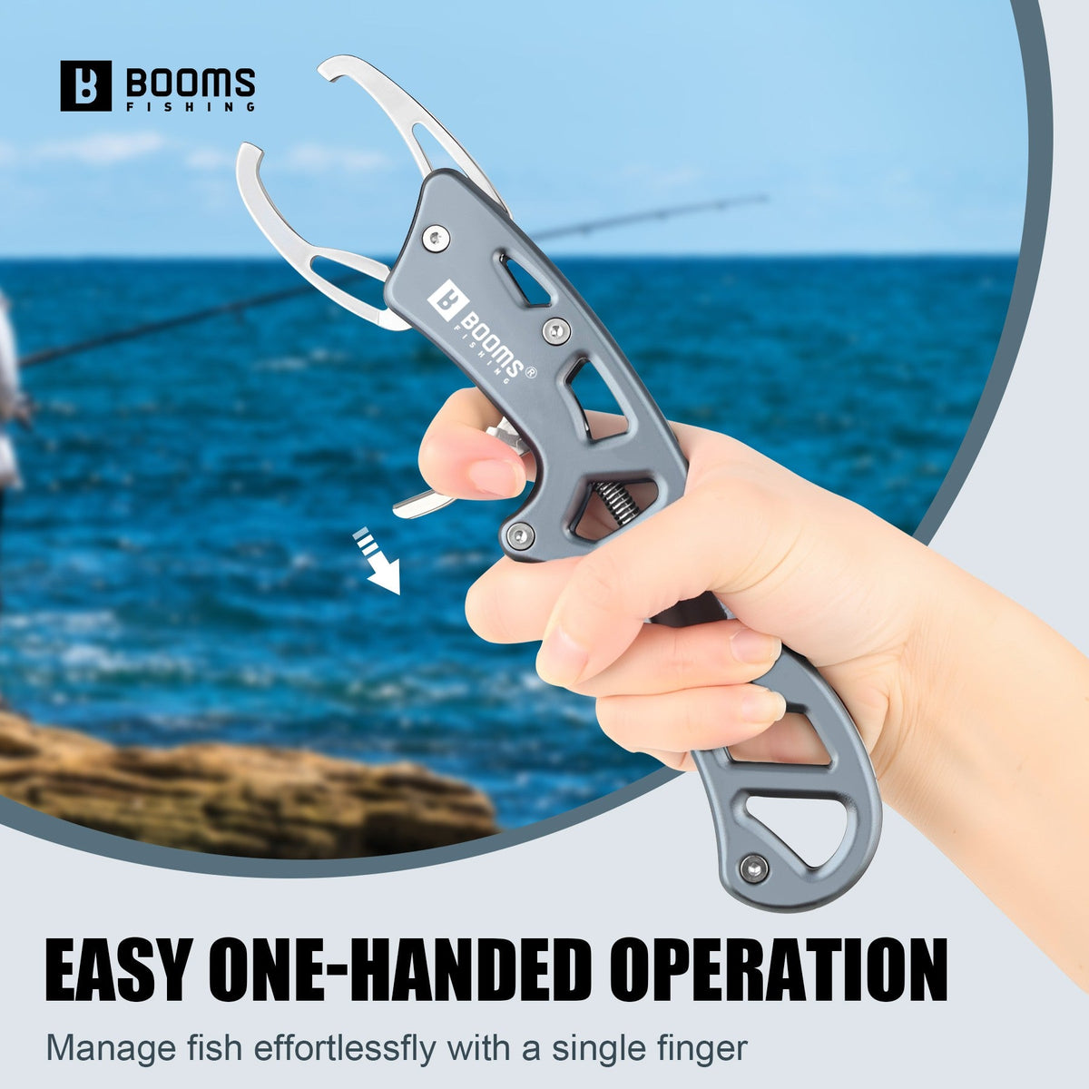 Booms Fishing Aluminum Alloy New Fishing Grip Pliers Fishing Lip Gripper Fish Plier Hand Grip Fishing Accessories