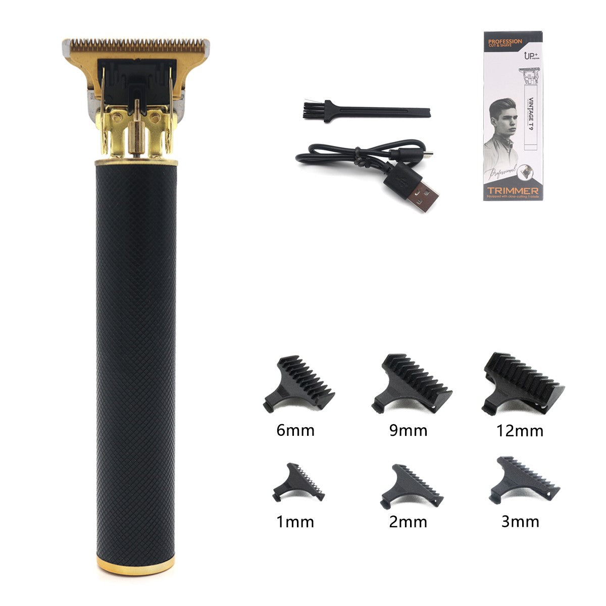 T9 Professional Hair Trimmer Machine Metal Body Stainless Steel Blade Hair Clipper Beard Trimmer for Men Finishing Machine