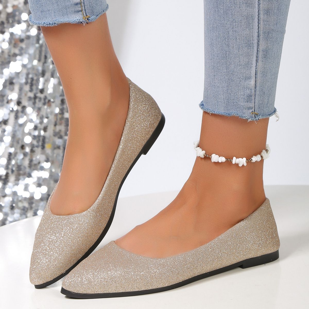 2024 Fashion Slip on Loafers Breathable Summer Ballet Shallow Flats Women Soft Bottom Pointed Toe Boat Shoes Plus Size 43