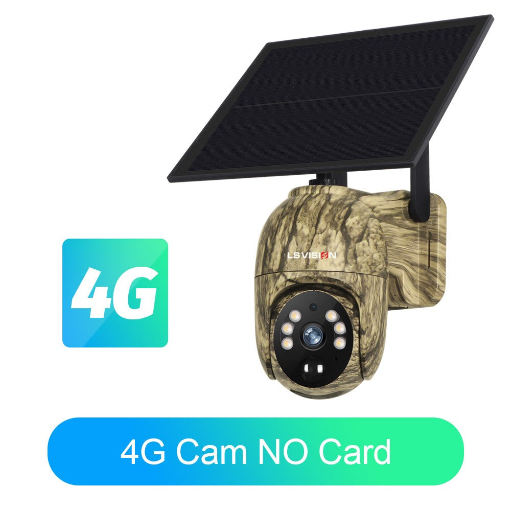 LS VISION 2K 4G Solar Security Cameras WIFI Wireless Outdoor 360° Live View Animal Monitoring Camouflage Color Battery PTZ Cam