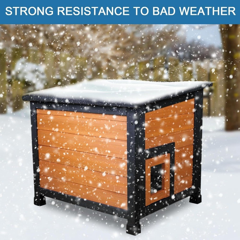 Weatherproof Insulated Outdoor Cat House for Feral Cats - All-Season Foam Shelter with Dual Escape Options
