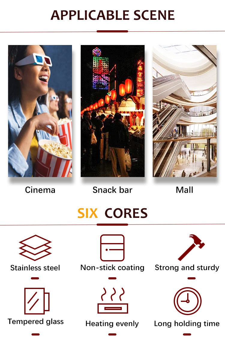 Commercial Industrial Automatic Popcorn Machine Snack Equipment for Home & Cinema Use