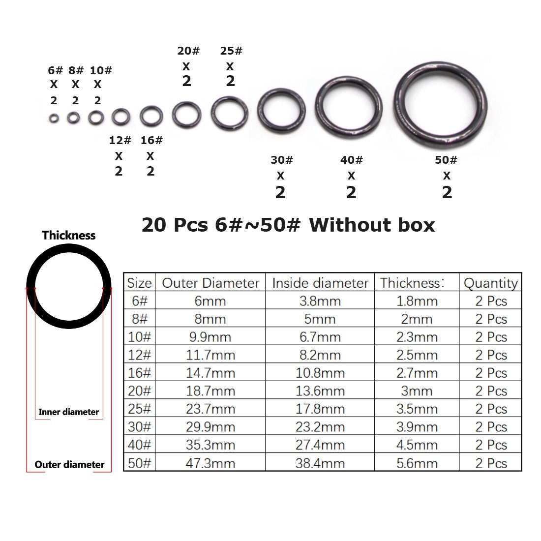 Fishing Rod Guides Ring 10Pcs~100Pcs Wear Resistant Ceramic Guide Ring Rod Repair Replacement Kit Alconite Ring Black 6mm~47.3mm