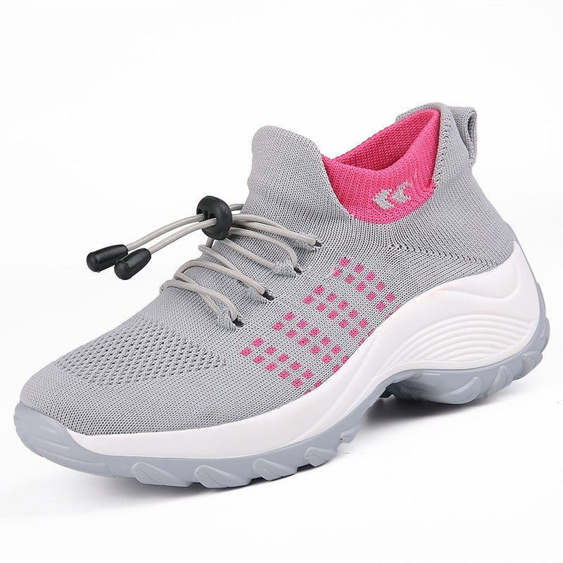 Oiaano Barefoot Womens Walking Shoes GreySock Casual Ladies Fashion Sneakers Comfort Slip On Air Cushion Platform Lightweight