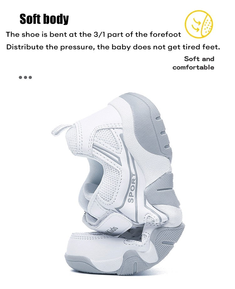 White Breathable Children Walking Shoes Summer Mesh Casual Sneaker for Kids Boys Outdoor Sport Tennis Anti-Slip