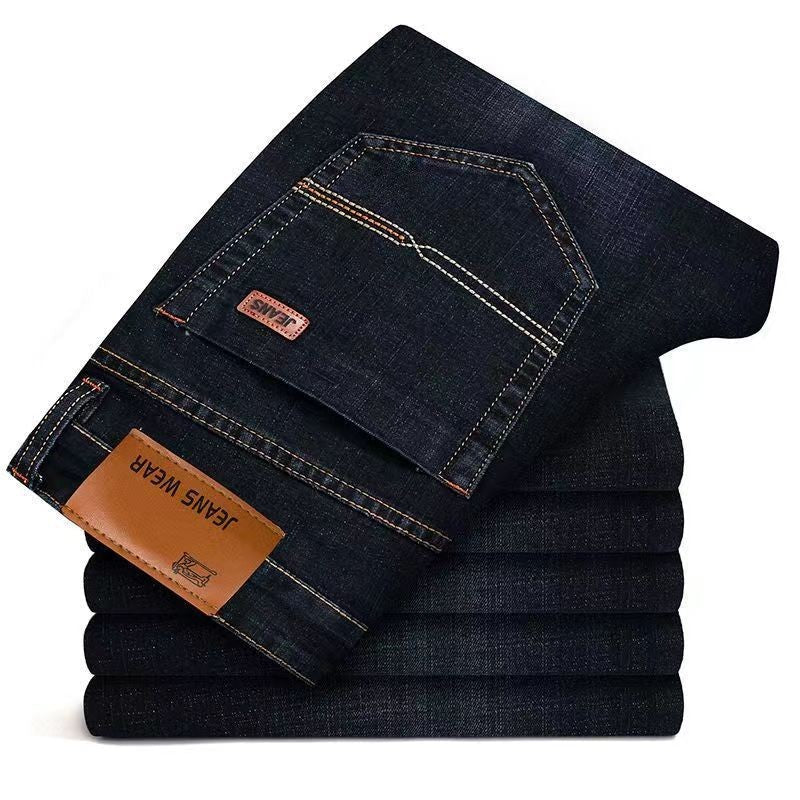 2025 New Business Men's Jeans Casual Comfortable Straight Stretch Fashion Classic Premium Blue Black Denim Pants Large Pants