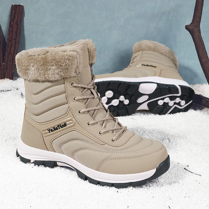 2025Brand Warm Winter Men's Hiking Boots Outdoor Snow Men Boots Men Work Casual Sneakers High Top Keep Warm Non-slip Ankle Boots