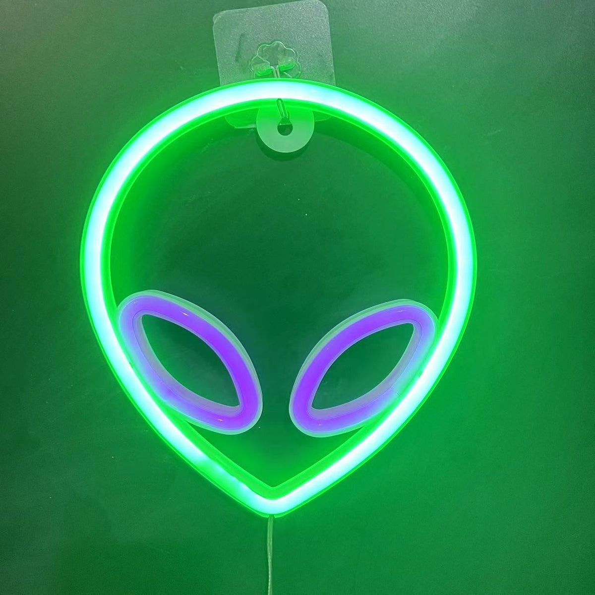 Neon Sign Alien Face Shaped Wall Hanging Lights for Home Game Room Saucerman Plant LED Night Lamps Xmas Party Holiday Art Decor