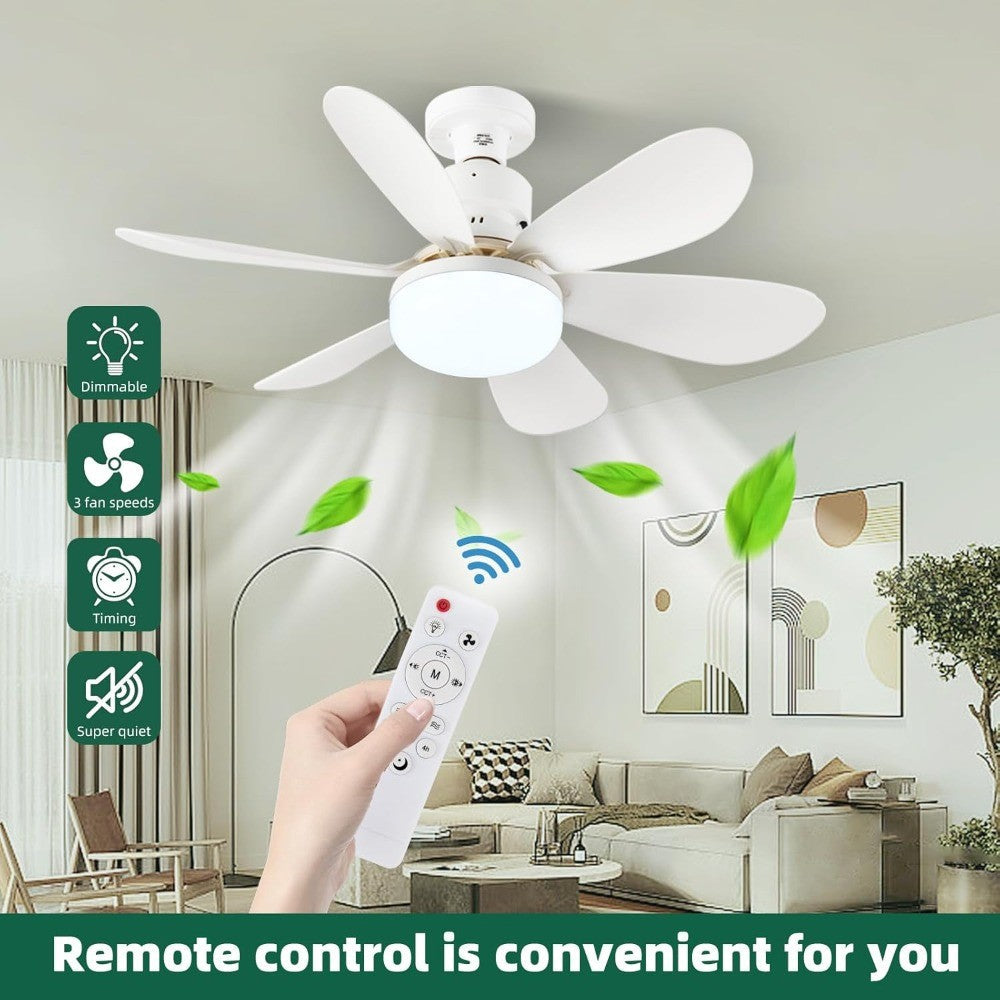 40W Ceiling Fan Lighting Dimmable Light Color Temperature Modern Ceiling Mount Remote Control Smart E27 Led Ceiling Fan Light
