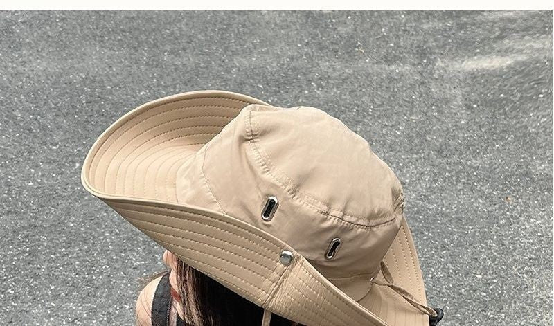 Womens Windproof Outdoor Sun Hat Summer UV Protection Bucket Safari Wide Brim Fisherman Cap Cowboy Men Fishing Hiking Beach Hats