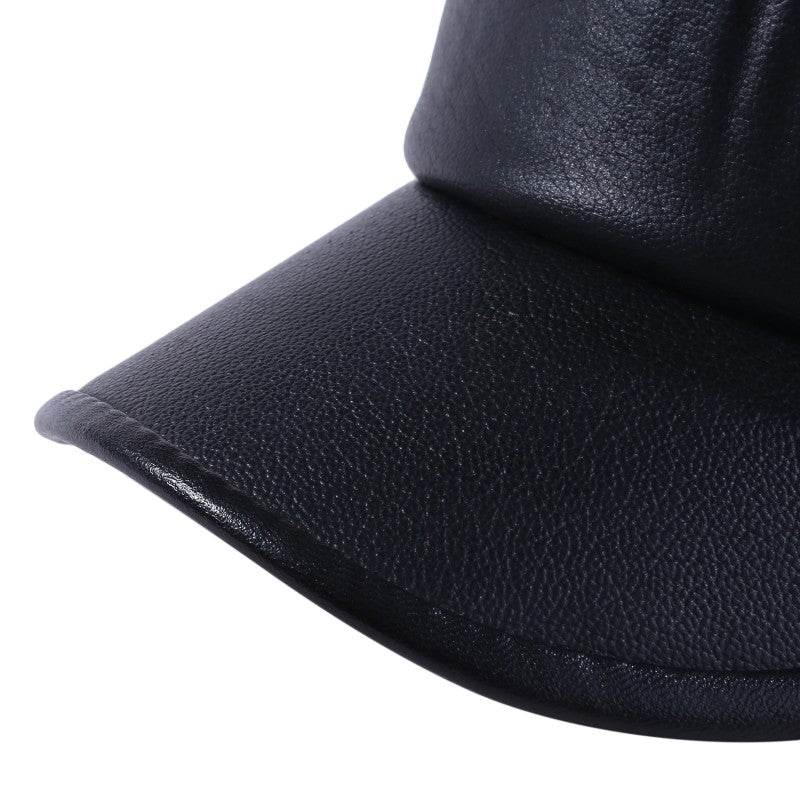 Winter Warm Cap Men Black Leather Fur Baseball Cap Hats for Men Women Casquette Bones Dad Caps Earflaps Thicken