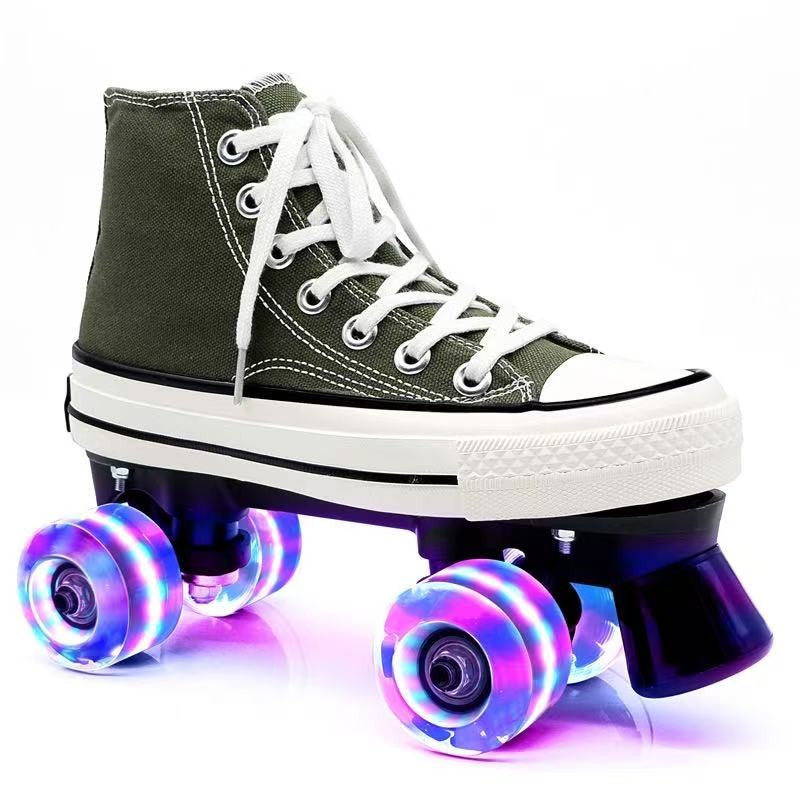Adult and Children's Double-row Roller Skates Shoes , Breathable and Wear-resistant, Ice Rink , Four-wheel Skating Sneakers